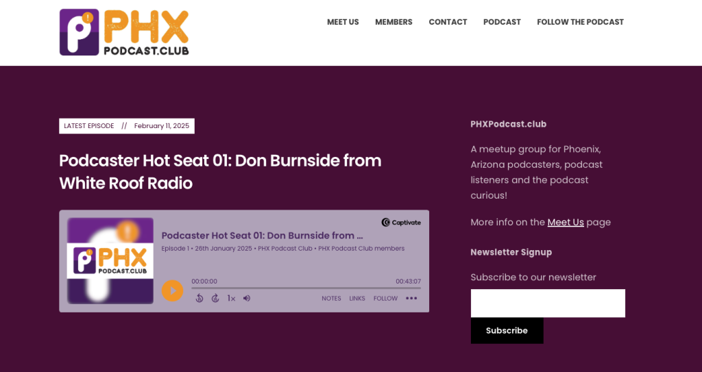 an image showing phxpodcast.club